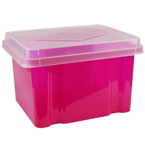 32 Litre File & Storage Box - Tinted Pink